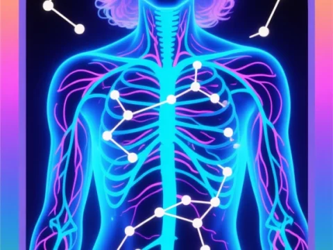 Neon Cosmic Anatomy with Constellations