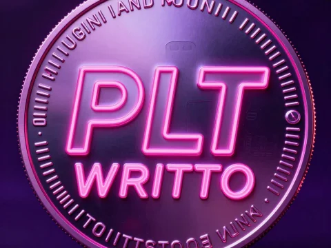 Neon Cyberpunk Coin with PLT Writto Text