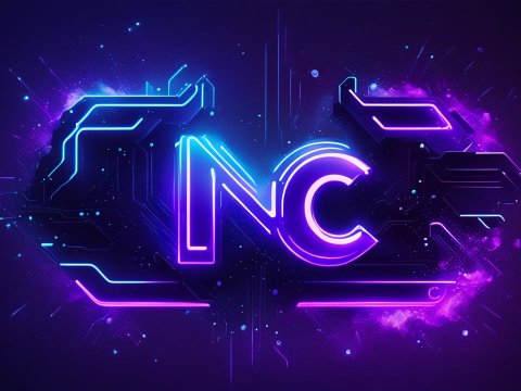 Neon Cyberpunk INC Logo with Futuristic Circuit Design