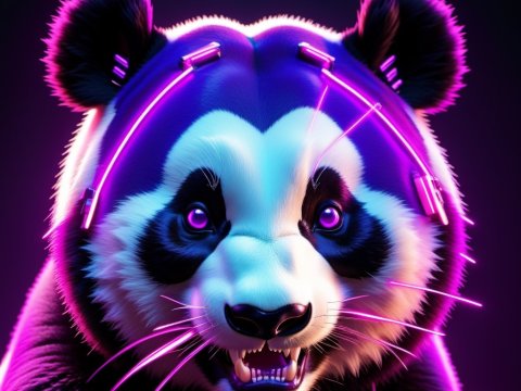 Neon Cyberpunk Panda Portrait