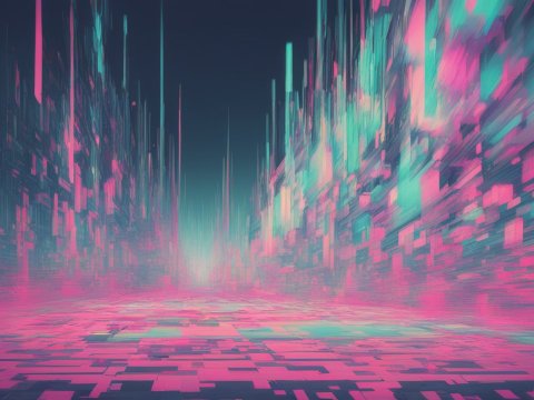 Neon Digital Glitch Corridor