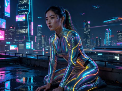 Neon Dreamer: Cyberpunk Portrait