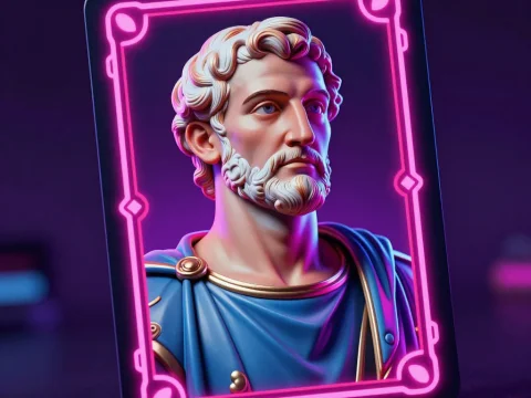 Neon-Framed Caesar Bust Collectible Card