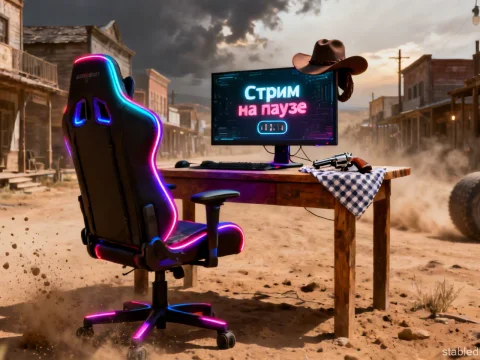 Neon Gaming Chair in Wild West Desert Setting