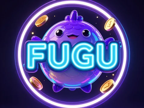 Neon Glowing Fugu Pufferfish Avatar Logo