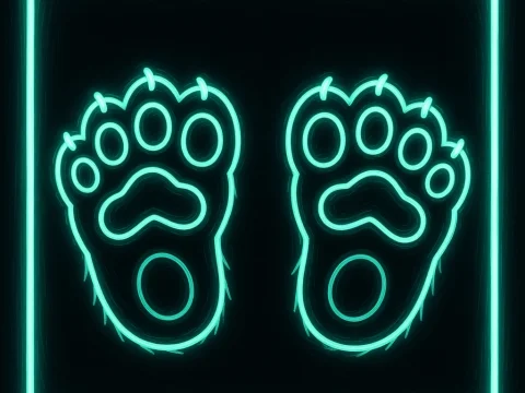 Neon Glowing Panda Feet Illustration