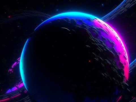 Neon-Lit Alien Planet in Deep Space