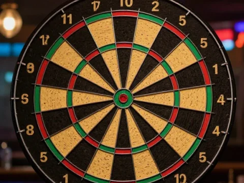 Neon-lit Dartboard in a Cozy Bar