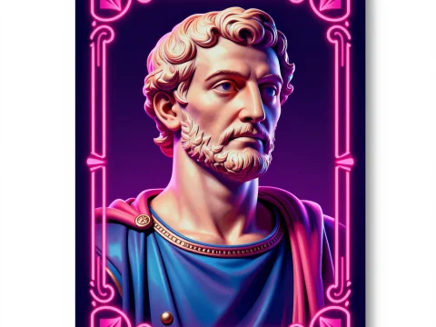 Neon-Lit Roman Bust Portrait