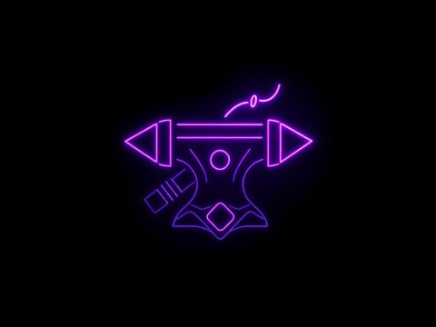 Neon Purple Anvil Icon with Futuristic Glow