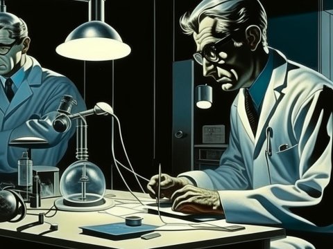 Neurosurgeons at Work in a Retro Laboratory