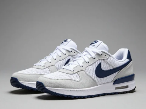 Nike White and Navy Blue Athletic Sneakers