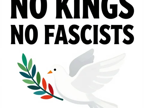 No Kings No Fascists with Dove and Olive Branch