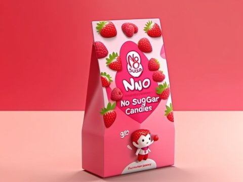 No Sugar Candies Packaging with Strawberry Theme