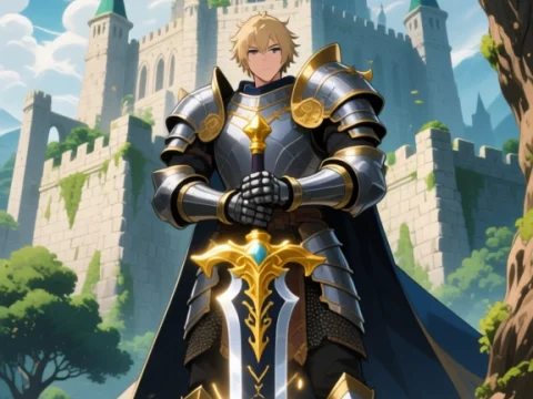 Noble Knight Guarding a Mystical Castle