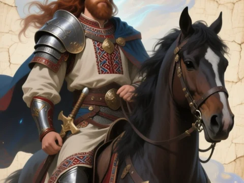 Noble Knight on Horseback with Mystical Aura