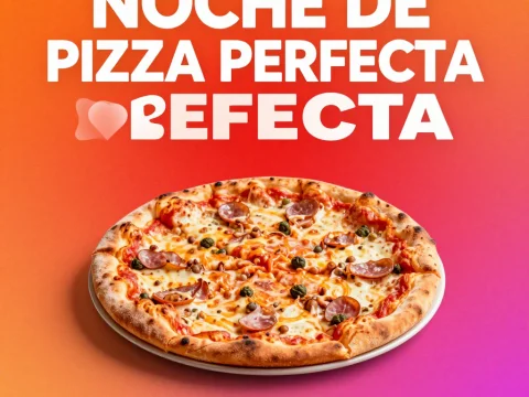 Noche de Pizza Perfecta Flyer with Delicious Pizza