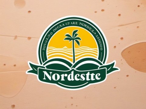 Nordestte Tropical Logo with Palm Tree and Waves