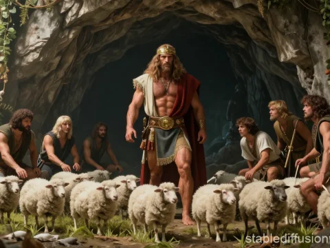 Odysseus Leading His Men Out of the Cyclops' Cave