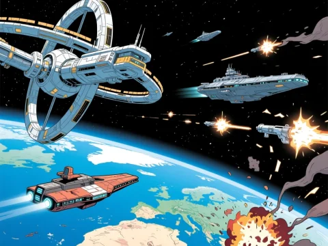 Orbital Sci-Fi Standoff Above Earth