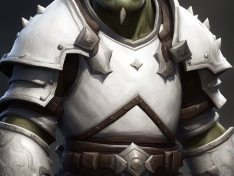 Orc Warrior in White Armor Portrait