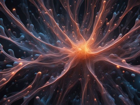 Organic Multicellular Network with Glowing Connections