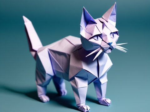 Origami Cat Sculpture in Soft Lighting