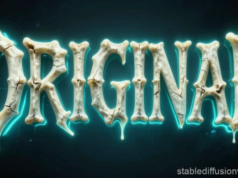Original Text in Bone Style with Neon Glow