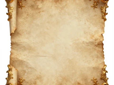 Ornate Fantasy Parchment Scroll with Golden Baroque Corners