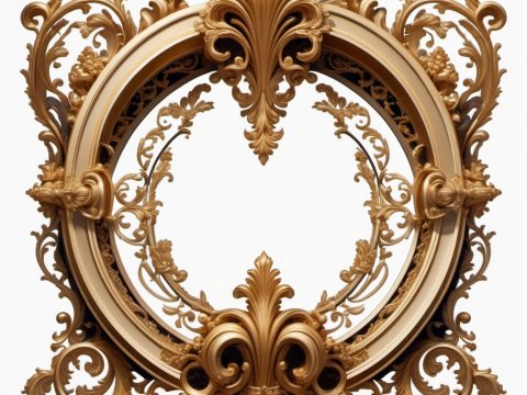 Ornate Golden Baroque Frame with Intricate Scrollwork