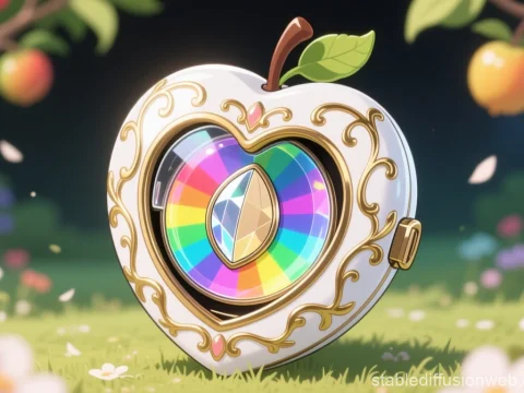 Ornate Heart-Shaped Compact with Rainbow Dial