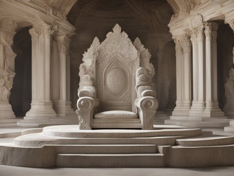 Ornate Stone Throne in Grand Classical Hall