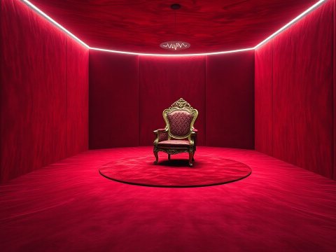 Ornate Throne in a Luxurious Red Room