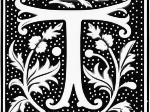 Ornate Vintage Letter T Illustration