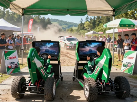 Outdoor Castrol Rally Simulator Event with Dual Racing Setups