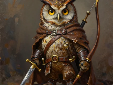 Owlfolk Rogue Warrior in Detailed Fantasy Armor