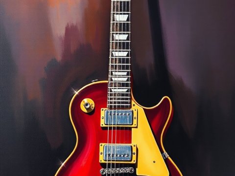 Painting of a Classic Gibson Les Paul Guitar
