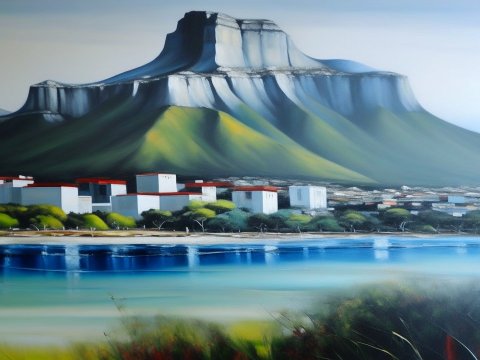 Painting of Cape Town with Table Mountain