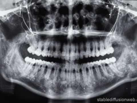 Panoramic Dental X-Ray Showing Full Set of Teeth