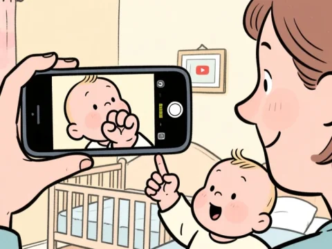 Parent Capturing Baby's Cute Moment on Phone