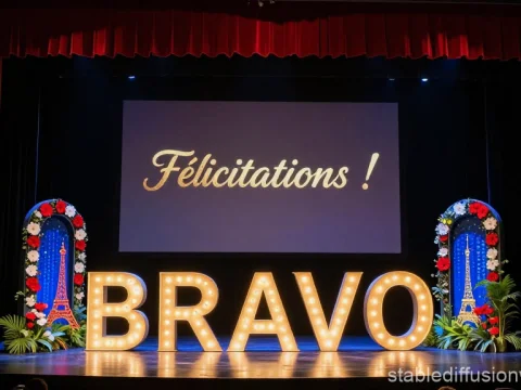 Parisian Theatre Stage with Bravo Celebration Lights