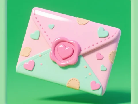 Pastel Heart-Decorated Envelope with Wax Seal