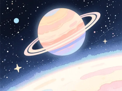 Pastel Space Scene with Quiet Text