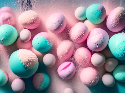 Pastel Spheres with Powdery Texture in Soft Light