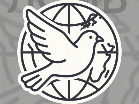 Peace Dove Emblem with Globe Outline