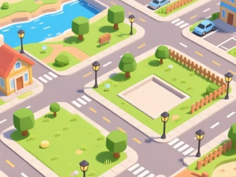 Peaceful Coastal Town in Bright 3D Render