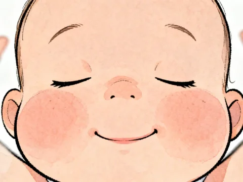 Peaceful Sleeping Baby Cartoon Illustration
