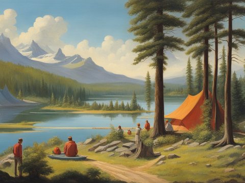 Peaceful Summer Camp by the Lake with Mountain View