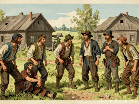 Peasants Arguing in a Rural Village Scene