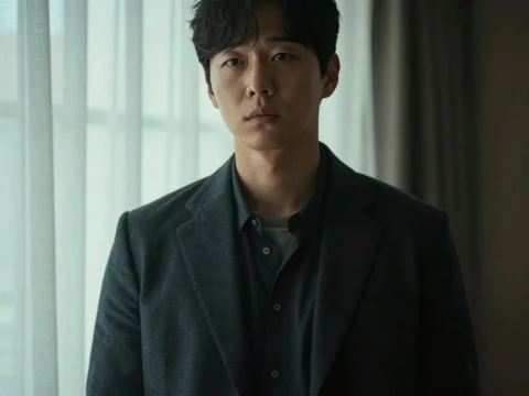 Pensive Korean Man Standing by Window